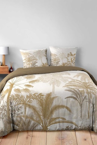 Conjunto de edredão Cocoty algodão 42 fios/cm² - Branco e castanho
