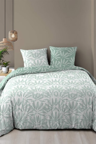 Conjunto de edredão em algodão 57 fios/cm² Malia - Verde-sálvia e branco