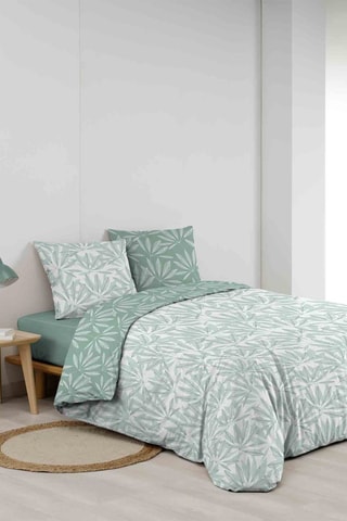 Conjunto de edredão em algodão 57 fios/cm² Malia - Verde-sálvia e branco