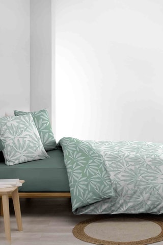 Conjunto de edredão em algodão 57 fios/cm² Malia - Verde-sálvia e branco