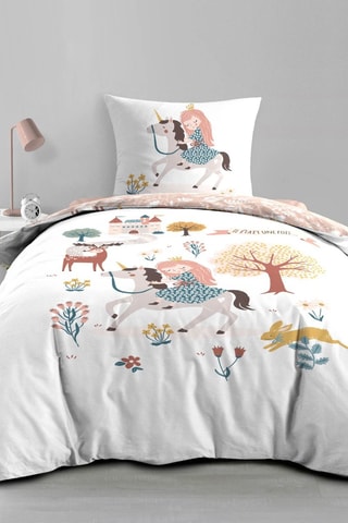 Parure de couette en coton 42 fils/cm² Lilibelle - Blanc et rose