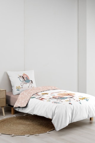 Parure de couette en coton 42 fils/cm² Lilibelle - Blanc et rose