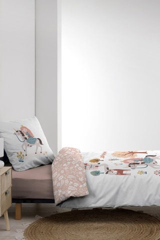 Parure de couette en coton 42 fils/cm² Lilibelle - Blanc et rose