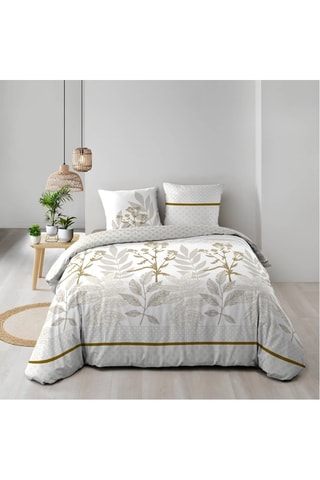 Parure de draps en coton 57 fils/cm² Raoni - Blanc et doré
