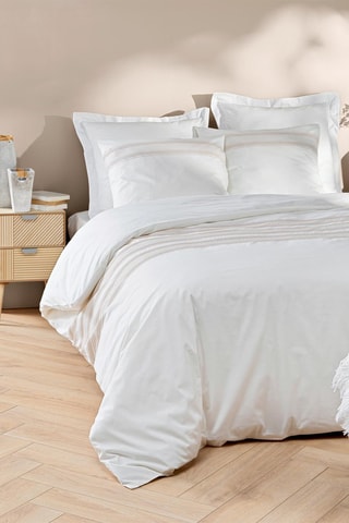 Parure de couette Opera 100 % Coton avec Fils Teints Brodés - Blanc et doré