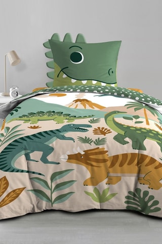 Parure de couette réversible en coton 42 fils/cm² Kidino - Vert foncé
