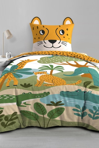 Parure de couette réversible en coton 42 fils/cm² Zanimo - Jaune