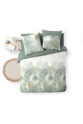 Parure de couette en coton 57 fils/cm² Nymea - Blanc et vert
