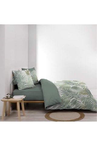 Parure de couette en coton 57 fils/cm² Nymea - Blanc et vert
