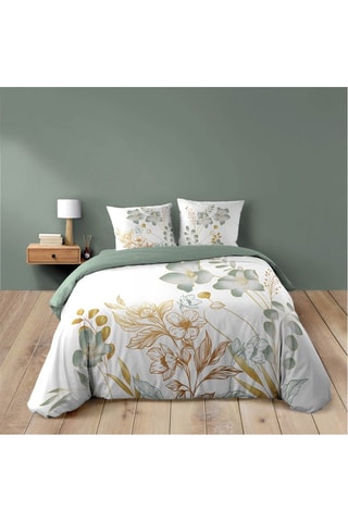 Conjunto de lençóis em algodão 42 fios/cm² Lolita - Branco e verde