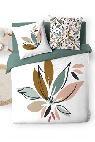 Conjunto de lençóis em algodão 42 fios/cm² Octavia - Branco e verde