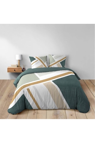 Parure de couette en coton 42 fils/cm² Zephyr - Gris, blanc et doré
