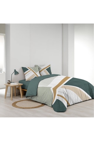 Parure de couette en coton 42 fils/cm² Zephyr - Gris, blanc et doré