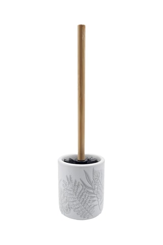 Brosse WC en céramique et bambou Amber - 10 x 36,5 cm