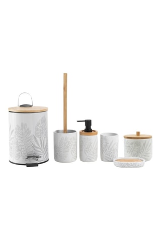 Brosse WC en céramique et bambou Amber - 10 x 36,5 cm