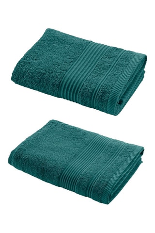 2 x Drap de douche - Bleu canard - 70 x 130 cm et 2 x Serviette de toilette - Bleu canard - 50 x 90 cm