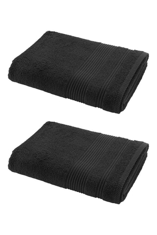 2 x Drap de douche Tendresse - Noir - 70 x 130 cm et 2 x Serviette de toilette Tendresse - Noir - 50 x 90 cm