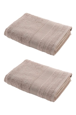 2 x Drap de douche Tendresse - Taupe - 70 x 130 cm et 2 x Serviette de toilette Tendresse - Beige - 50 x 90 cm 