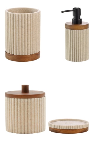 Distributeur de savon, Gobelet, Porte-savon et Pot à cotons Niagara - Beige