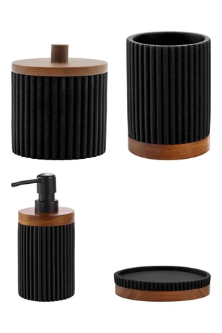 Distributeur de savon, Gobelet, Porte-savon et Pot à cotons Niagara - Noir