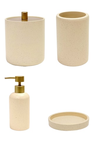Distributeur de savon, Gobelet, Porte-savon et Pot à cotons Niagara - Beige