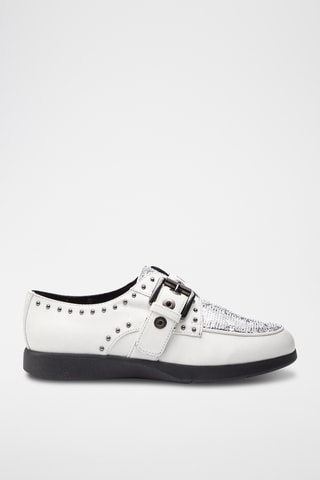 Derbys à boucle en cuir Arjola - Blanc et argenté