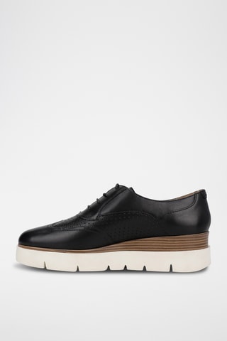 Richelieus compensés en cuir Kattilou - Noir