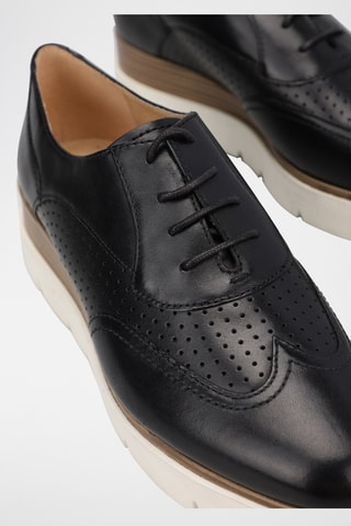 Richelieus compensés en cuir Kattilou - Noir