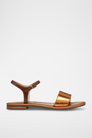 Sandales en cuir de chèvre Sozy - Orange et camel