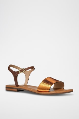 Sandales en cuir de chèvre Sozy - Orange et camel
