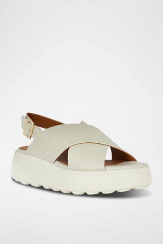 Sandales plateformes en cuir nappa Spherica - Ecru
