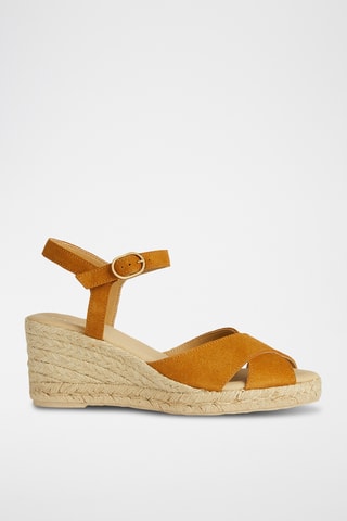 Sandales compensées en nubuck Gelsa - Moutarde