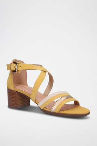 Sandalias de piel de tacón Marykarmen - Mostaza