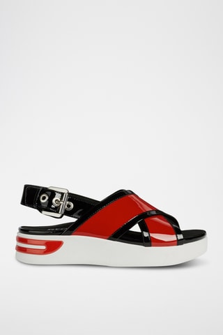 Sandales plateformes en cuir verni Ottaya - Noir et rouge