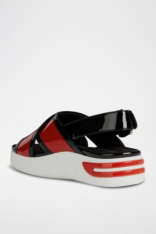 Sandales plateformes en cuir verni Ottaya - Noir et rouge