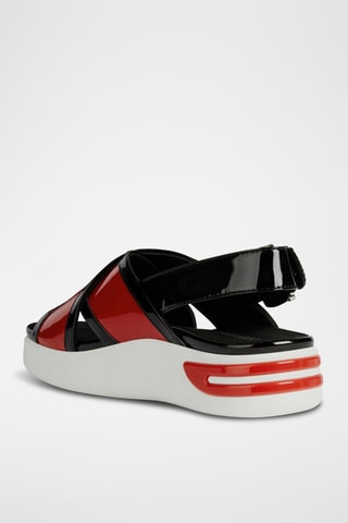 Sandales plateformes en cuir verni Ottaya - Noir et rouge