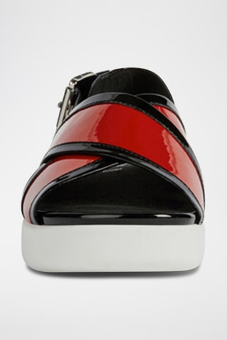 Sandales plateformes en cuir verni Ottaya - Noir et rouge