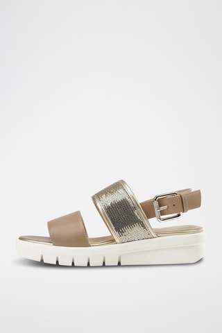 Sandales compensées en cuir Wimbley - Taupe