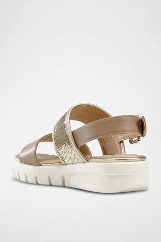 Sandales compensées en cuir Wimbley - Taupe
