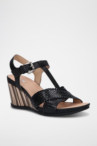 Sandales compensées en cuir Dorotha - Noir