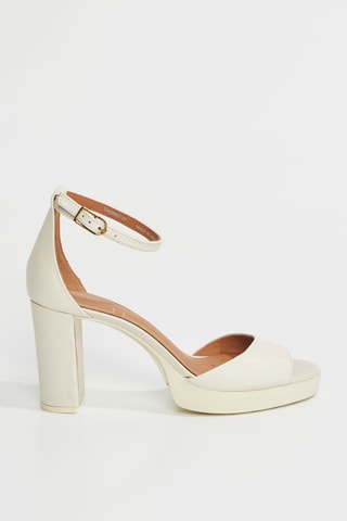 Sandales compensées en cuir Walk Pleasure 85S  - Beige
