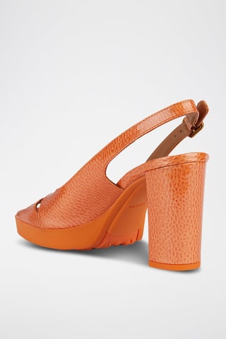Sandales à talons plateformes en cuir Walk Pleasure 85S  - Orange