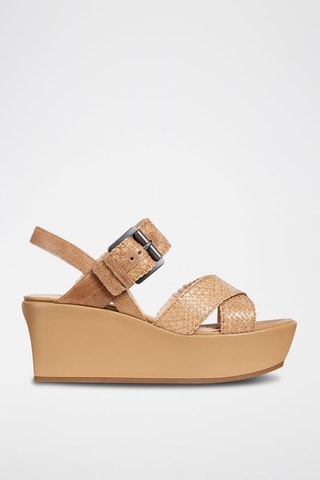 Sandales compensées en cuir Zerfie - Taupe clair