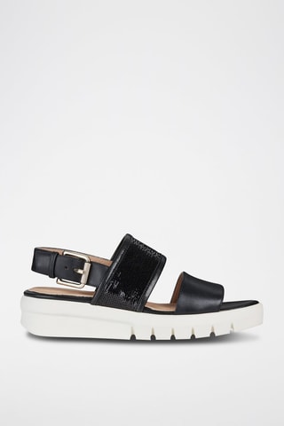 Sandales compensées en cuir Wimbley - Noir