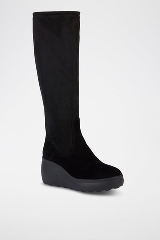 Botas de piel caprina nobuk de cuña Spherica - Negro