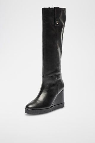 Botas de piel de cuña Elidea - Negro