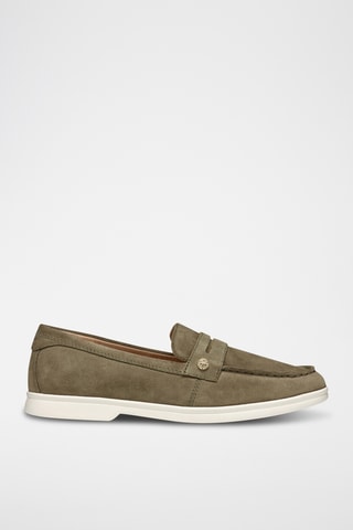 Mocassins en cuir de veau nubuck Xand 3D - Vert foncé