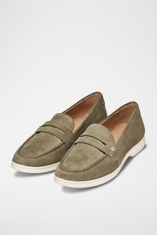 Mocassins en cuir de veau nubuck Xand 3D - Vert foncé