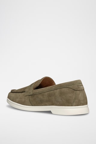 Mocassins en cuir de veau nubuck Xand 3D - Vert foncé