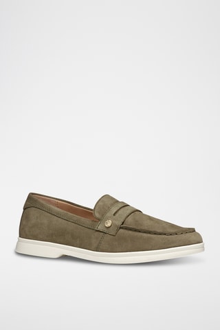 Mocassins en cuir de veau nubuck Xand 3D - Vert foncé